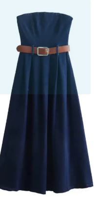 Belt Tube Top Jeans Dress Women's Casual High Waist Mini Dress